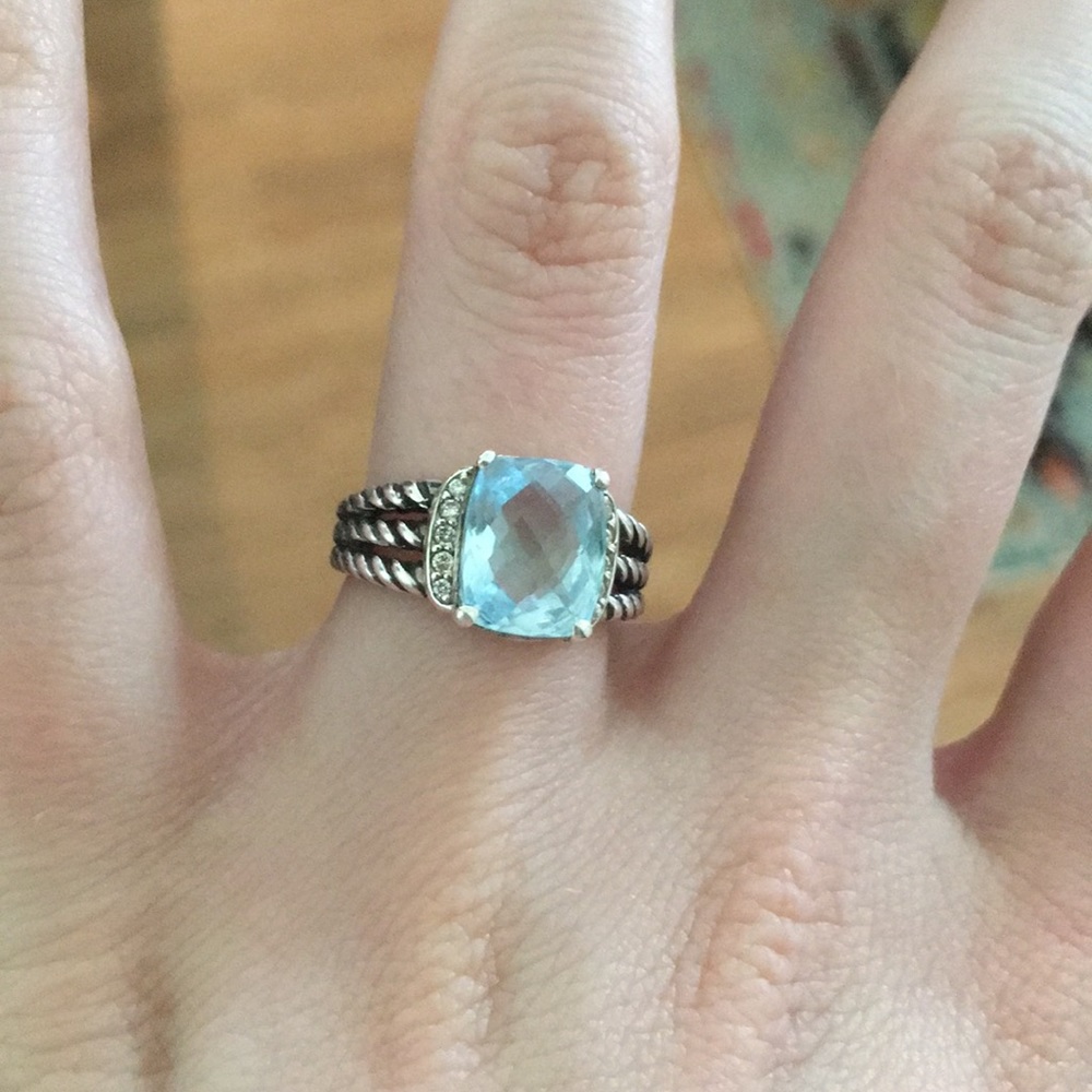 David Yurman petite Wheaton ring blue topaz
